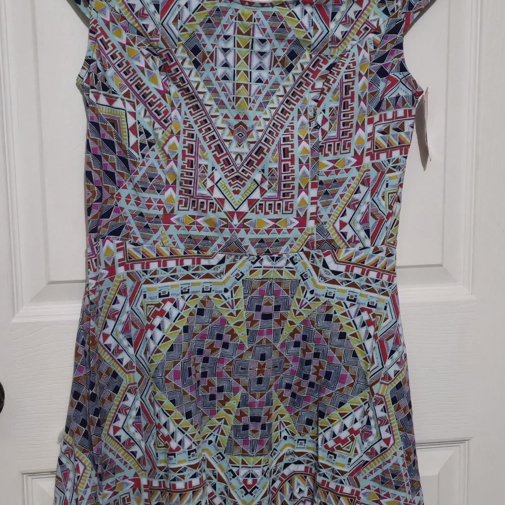 Xhilaration Geometric Mini Dress in Light Blue, Red, Yellow